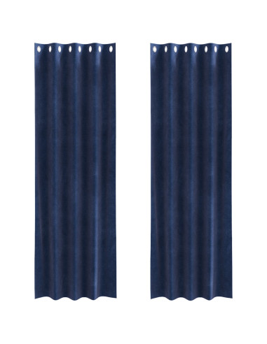 Tende oscuranti 2 pcs Blu Scuro 140 x 225 cm Velluto