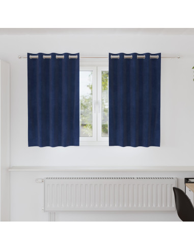 Tende oscuranti 2 pcs Blu Scuro 140 x 140 cm Velluto