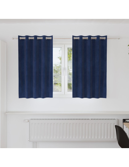 Tende oscuranti 2 pcs Blu Scuro 140 x 140 cm Velluto