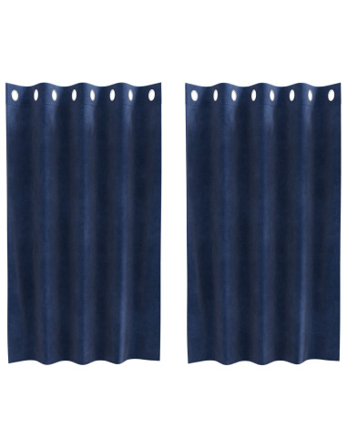 Tende oscuranti 2 pcs Blu Scuro 140 x 140 cm Velluto