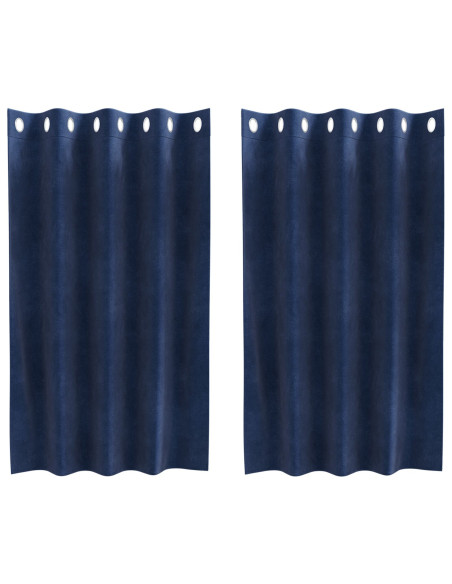 Tende Blackout  con Occhielli 2 pz Blu Scuro Velluto