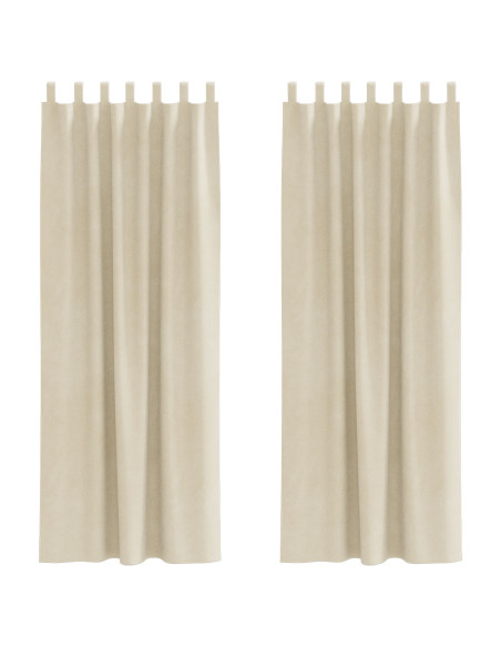 Tende Blackout  con anelli da appendere 2 pezzi in velluto crema