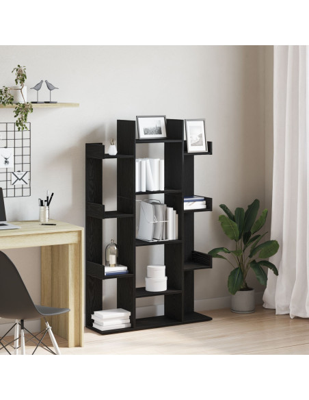 Mobile per Libri  Nero Rovere 86x25,5x140 cm in Legno Ingegnerizzato