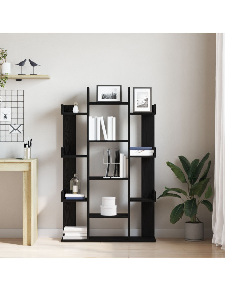 Mobile per Libri  Nero Rovere 86x25,5x140 cm in Legno Ingegnerizzato