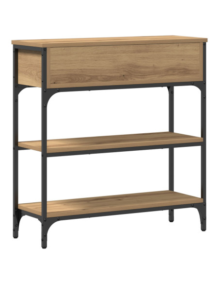 Tavolino Console Rovere Artigianale 72,5x25x75 cm Legno Ingegnerizzato & Acciaio