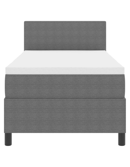 Letto con Rete a Molla e Materasso Grigio Chiaro 90x200 cm Tessuto a Coste