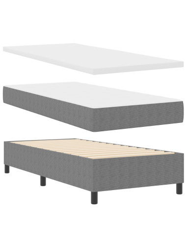 Letto a molle con testiera Grigio chiaro e bianco 100 x 200 cm