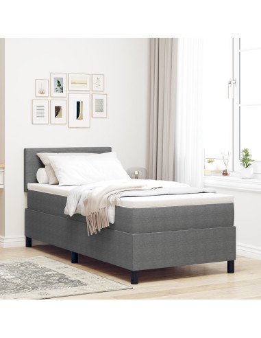 Letto a molle con testiera Grigio chiaro e bianco 100 x 200 cm