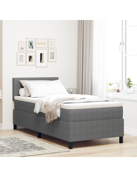 Letto a molle con testiera Grigio chiaro e bianco 100 x 200 cm