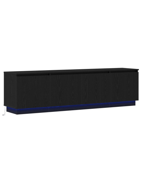 Mobile TV  con LED Nero Rovere 180x38x49 cm Legno ingegnerizzato