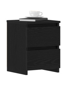 Armadio da Notte con cassetto 2 pcs Rovere Nero 30 x 30 x 40 cm 2