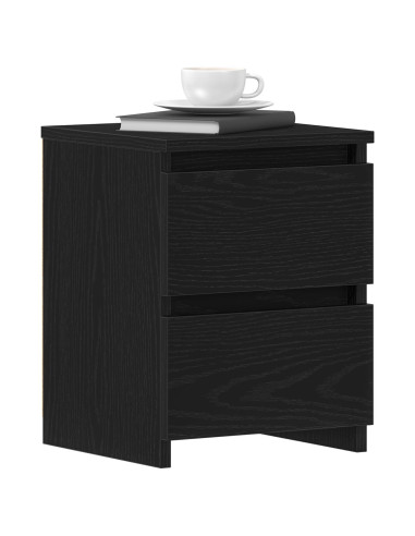 Armadio da Notte con cassetto 2 pcs Rovere Nero 30 x 30 x 40 cm
