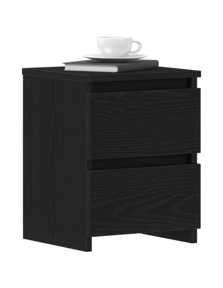 Armadio da Notte con cassetto 2 pcs Rovere Nero 30 x 30 x 40 cm