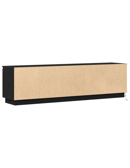 Mobile TV  con LED Nero Rovere 180x38x49 cm Legno ingegnerizzato
