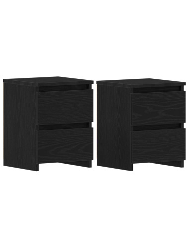Armadio da Notte con cassetto 2 pcs Rovere Nero 30 x 30 x 40 cm