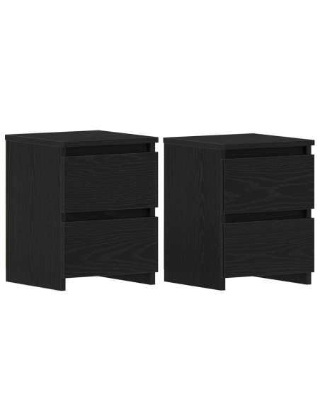 Armadio da Notte con cassetto 2 pcs Rovere Nero 30 x 30 x 40 cm