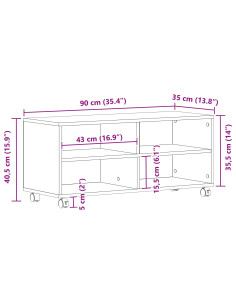 Mobile TV Marrone 90 x 35 x 40.5 cm Legno multistrato 2