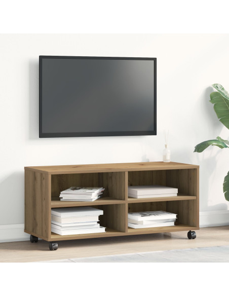 Mobile TV  in Rovere Artigianale 90x35x35 cm in Legno Ingegnerizzato