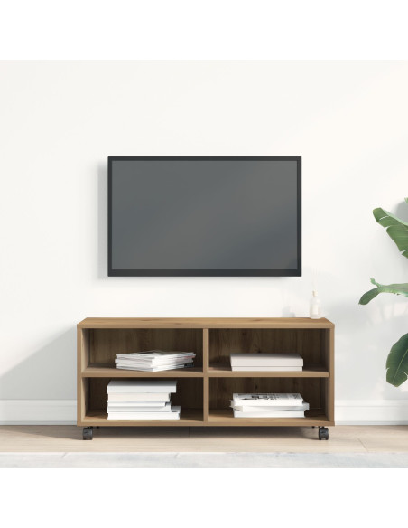 Mobile TV  in Rovere Artigianale 90x35x35 cm in Legno Ingegnerizzato