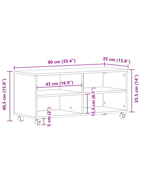 Mobile TV  Nero 90x35x35 cm in legno ingegnerizzato