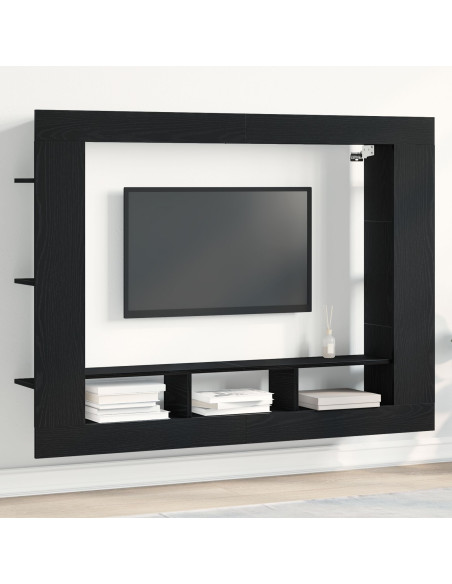 Mobile TV Rovere nero 152 x 22 x 113 cm Legno multistrato
