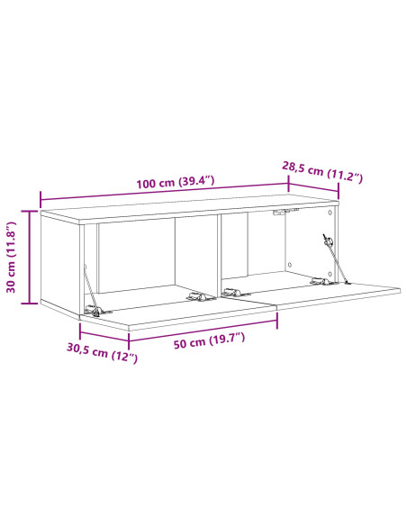 Mobile TV 2 pcs Nero 100 x 30 x 30 cm Legno multistrato