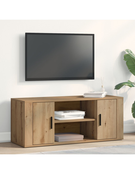 Cabinet TV  in Rovere Artisan 100x35x40 cm in Legno Ingegnerizzato