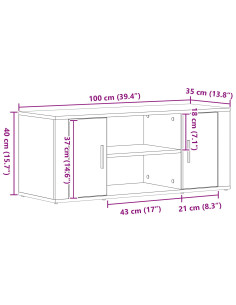 Mobile TV rovere artigianale 100 x 35 x 40 cm Legno multistrato 2