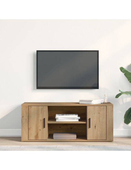 Cabinet TV  in Rovere Artisan 100x35x40 cm in Legno Ingegnerizzato