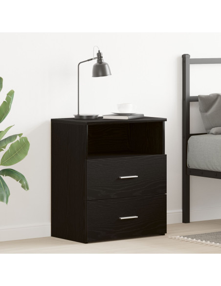 Comodino  Nero Rovere 50x32x60 cm in legno ingegnerizzato