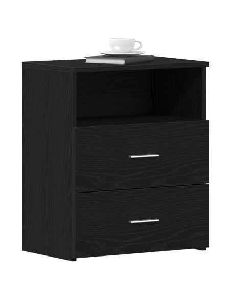 Comodino  Nero Rovere 50x32x60 cm in legno ingegnerizzato