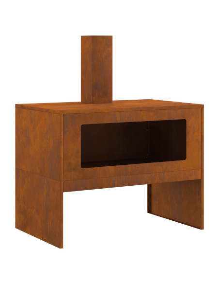 Focolare con Cappa 80x50x96 cm Acciaio Invecchiato