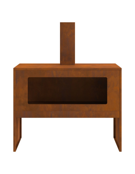 Focolare con Cappa 80x50x96 cm Acciaio Invecchiato