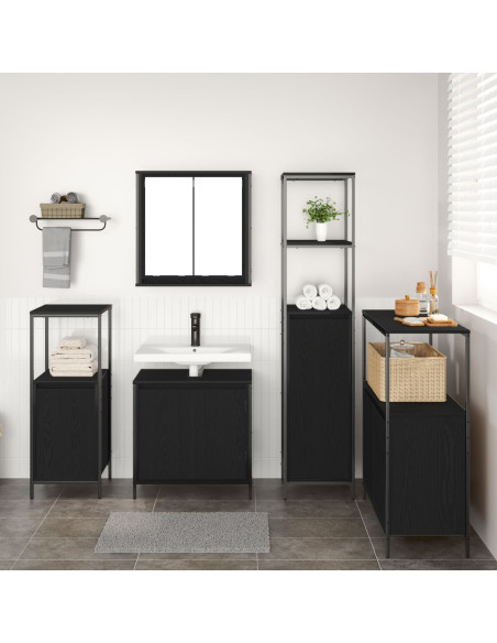 Set di mobili da bagno 5 pezzi in legno ingegnerizzato rovere nero