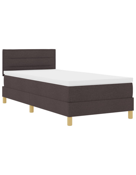 Letto con Box Spring e Materasso Marrone Scuro 90x200 cm in Tessuto