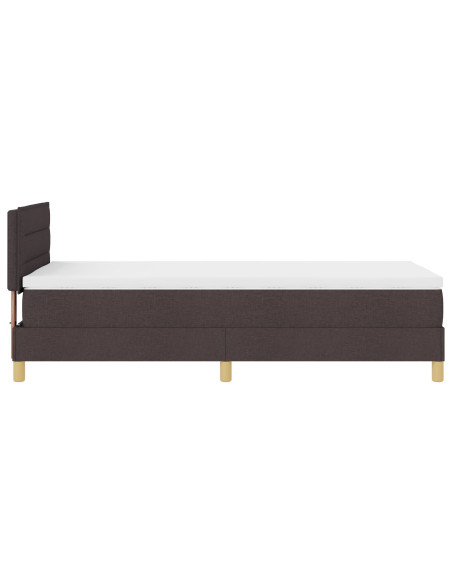 Letto con Box Spring e Materasso Marrone Scuro 90x200 cm in Tessuto