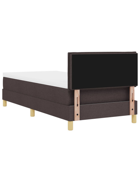 Letto con Box Spring e Materasso Marrone Scuro 90x200 cm in Tessuto