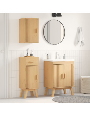 Set di mobili per il bagno 3 pcs Marrone Legno massello di pino