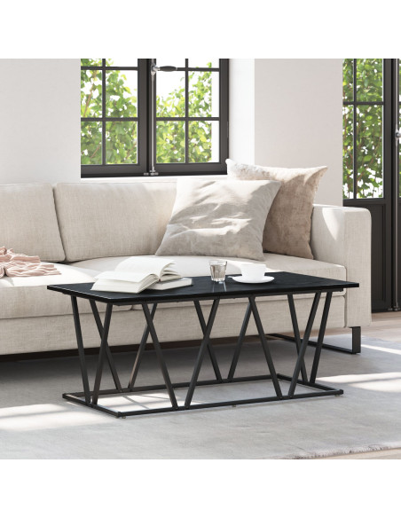 Tavolino da caffè  Nero Rovere 100x50x40 cm in Legno ingegnerizzato e Metallo