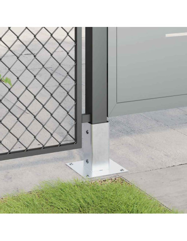 Basi per Pali Quadrate 12 pz Argento 61x61 mm Acciaio Zincato
