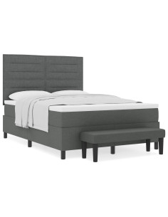 Letto a molle con materasso Grigio scuro 160 x 200 cm Tessuto 2