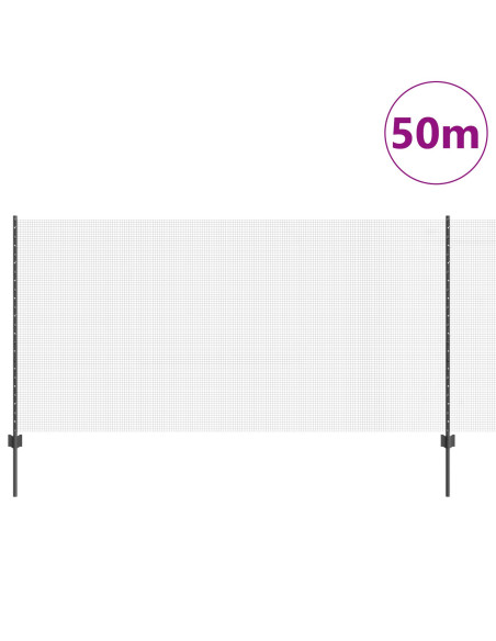 Recinzione con Posto Grigio 1,2 x 50 m Acciaio e PVC