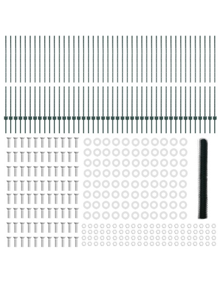 Poste per Recinzione 11 pz U-Channel Verde 140 cm Acciaio,  Recinzione Esagonale Verde 1,4x100 m Acciaio