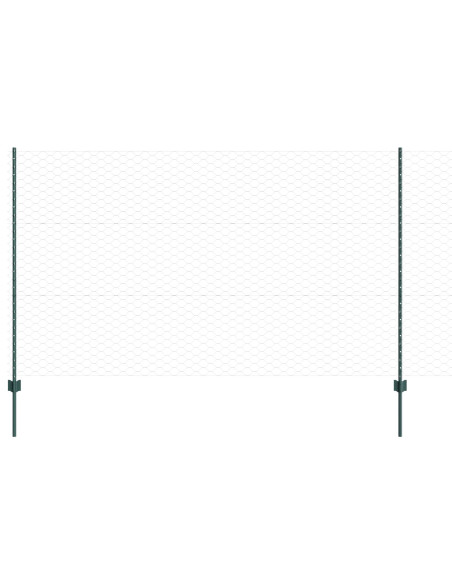 Poste per Recinzione 11 pz U-Channel Verde 140 cm Acciaio,  Recinzione Esagonale Verde 1,4x100 m Acciaio