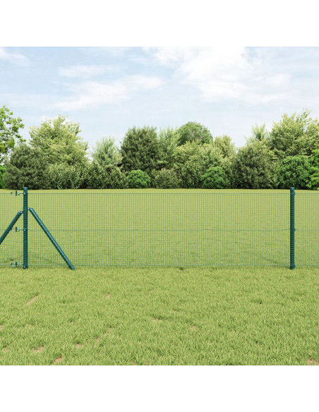 Recinzione in Rete Saldata  con 13 Pali Verde 0.4x50 m Acciaio