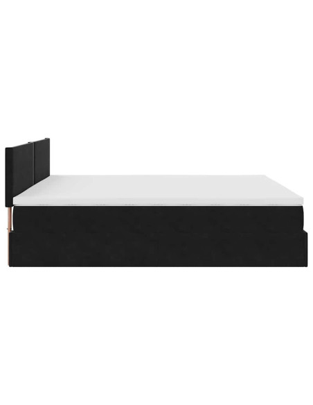 Struttura Letto Pouf con Materasso Nero 160x200 cm in Velluto