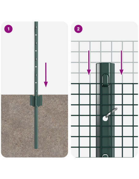Recinzione in Rete Saldato  con 5 Post U Verde 0.4x10 m Acciaio