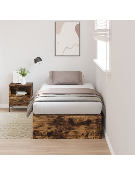 Struttura letto con contenitore in rovere affumicato 75x190 cm