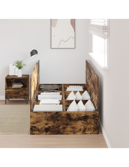 Struttura letto con contenitore in rovere affumicato 75x190 cm