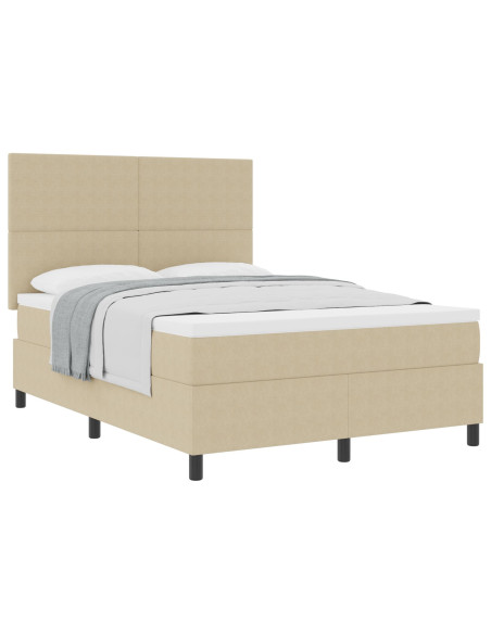 Letto Box Spring con Materasso Verde Chiaro Grigio 140x200 cm Tessuto in Corduroy